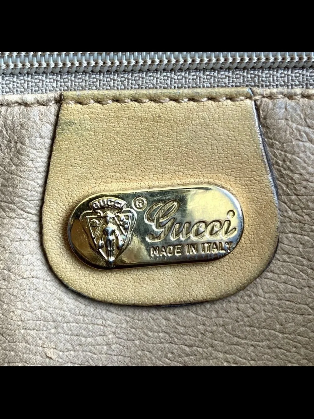 Gucci Tan/Brown Coated Canvas Crossbody with Leather Trim